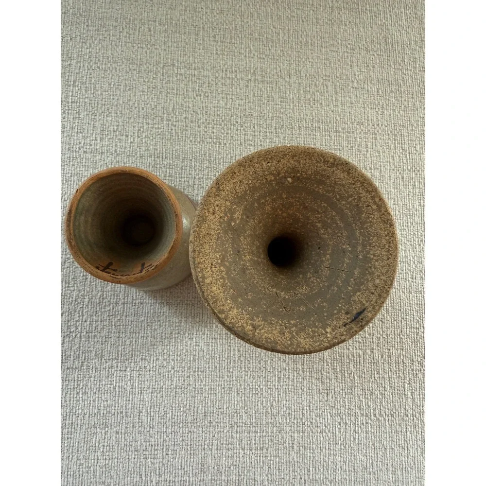 Vintage Stewartson Studio Art Pottery Wine Goblets Chalice Set of 2 MCM Signed